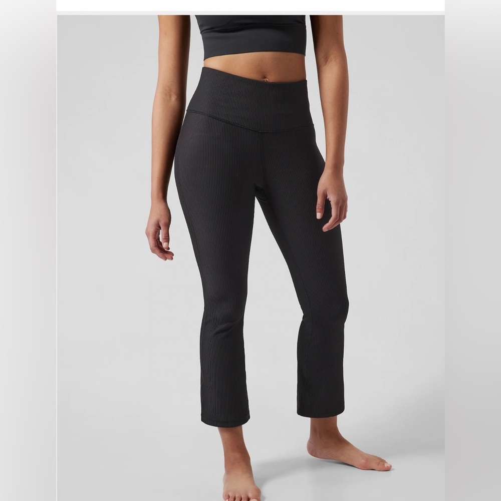 Athleta Black Ribbed Boot-Cut Active Pants
